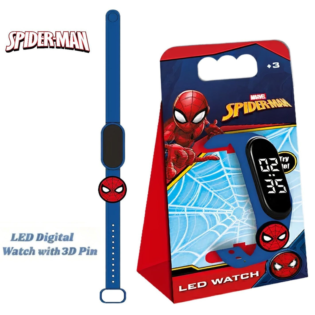 Orologio digitale per Bambini Led con pin 3D SPIDER