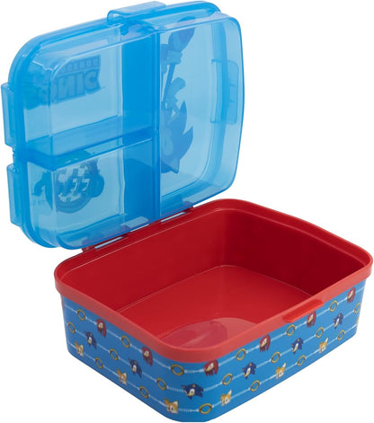 SONIC - Porta Merenda Scuola con 3 scomparti Portamerenda in Plastica Bambini Pranzo Launch Box - BPA Free