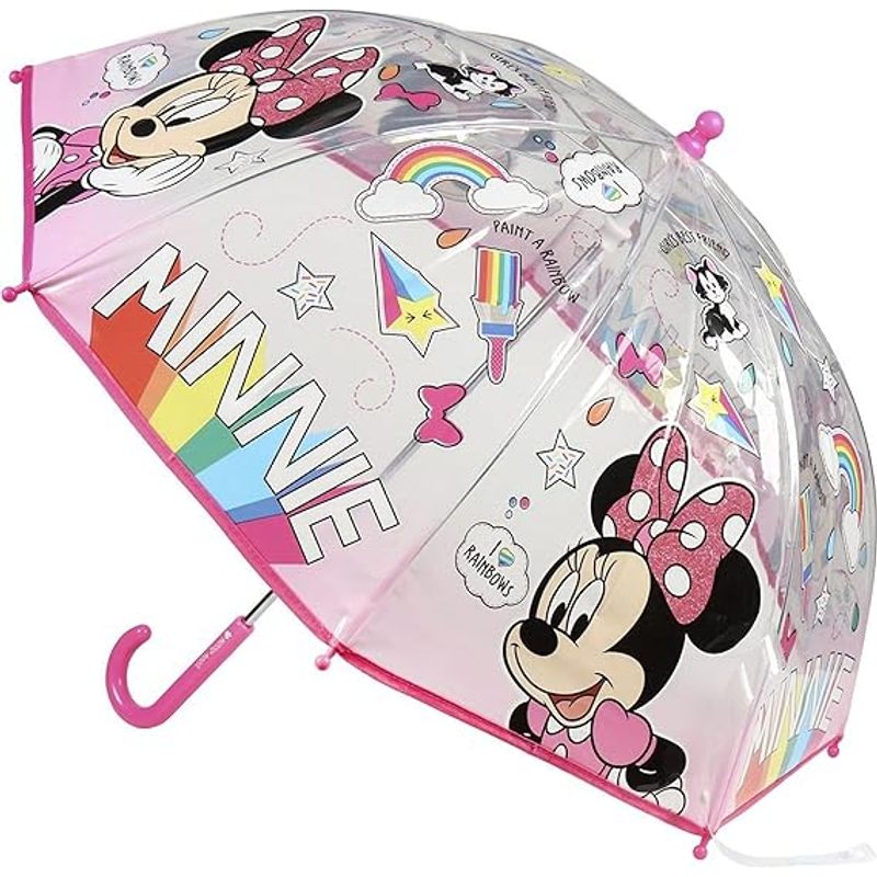 MINNIE MOUSE - Ombrello da Pioggia Trasparente e Multicolore unisex a campana per bambini TOPOLINA