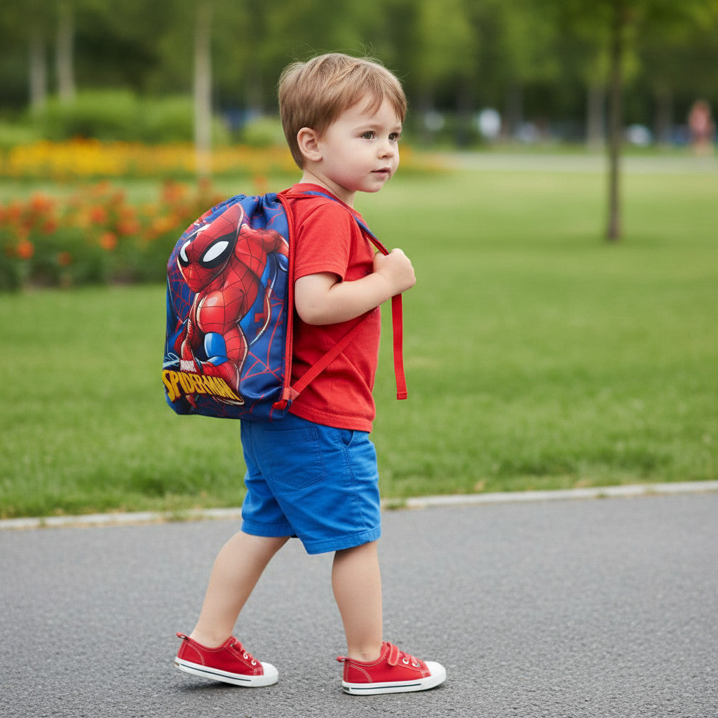 Sacca Sportiva per Bambino, Borsa Zaino per Asilo, Palestra, Piscina, Viaggio, Portascarpe SPIDER