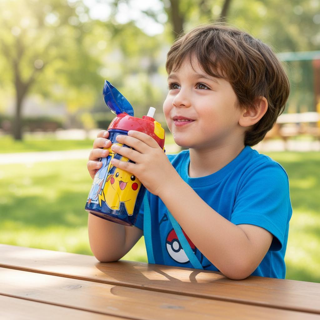 POKEMON - Borraccia Pop UP 450 ml con Tracolla e chiusura Tappo per Bambini Scuola