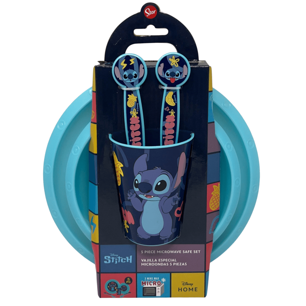 Set di stoviglie riutilizzabile per bambini bicolore – Set composto da 5 pezzi: Piatto, ciotola, bicchieri e posate per 