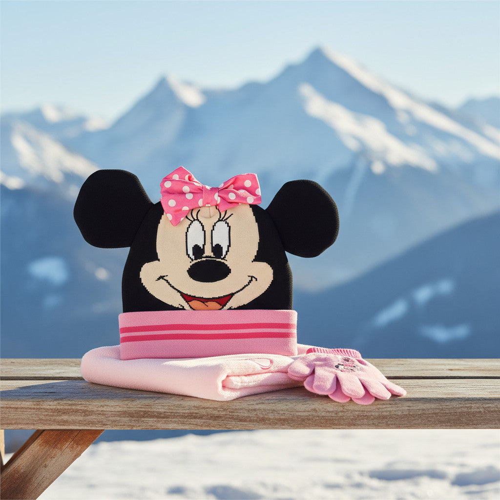 Set 3 Pezzi Minnie Mouse Cappello Scaldacollo Guanti Bambini Taglia Unica 8