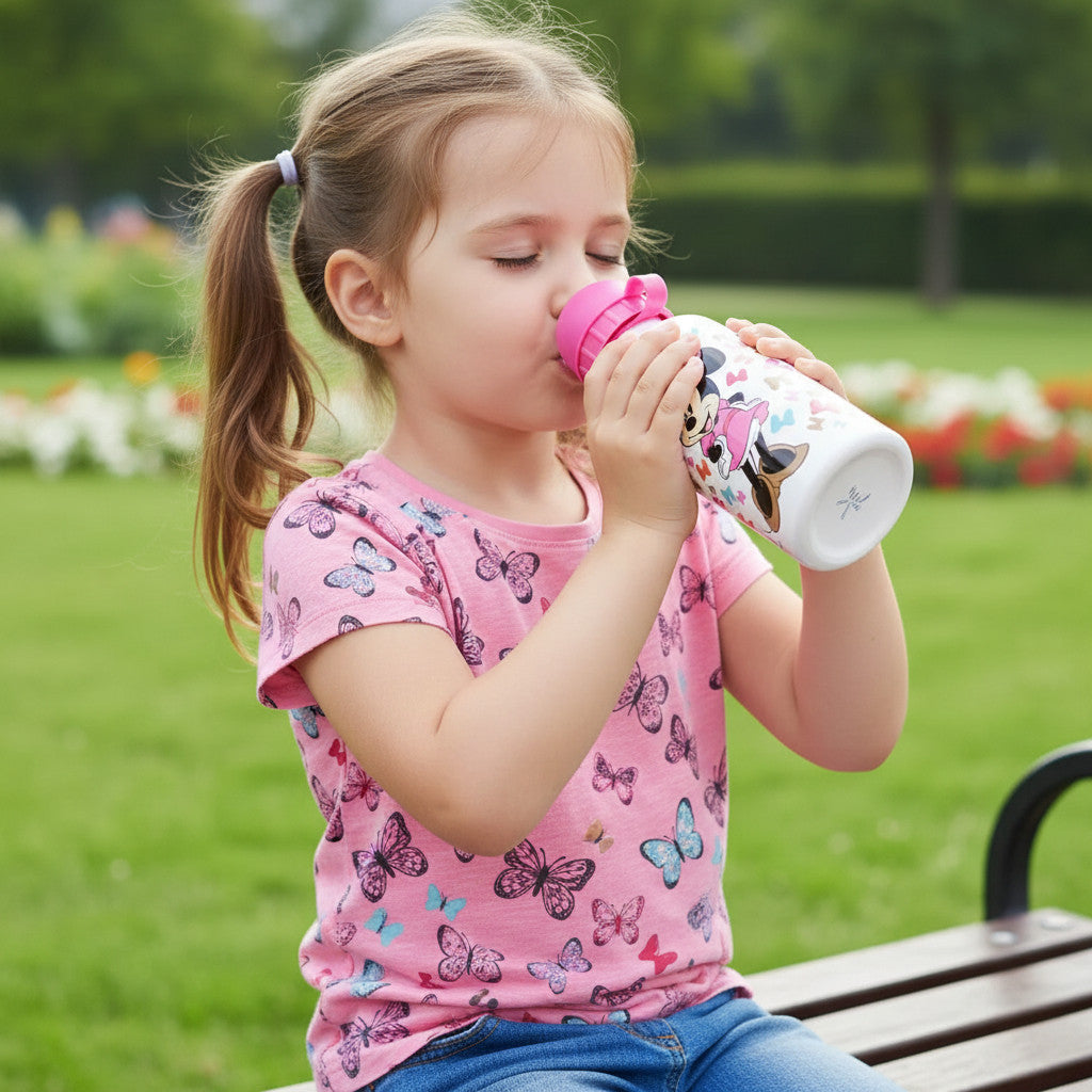 MINNIE MOUSE - Borraccia ufficiale Scuola Bottiglia Sport in lega di Alluminio per Bambini e Ragazzi 400ml con beccuccio