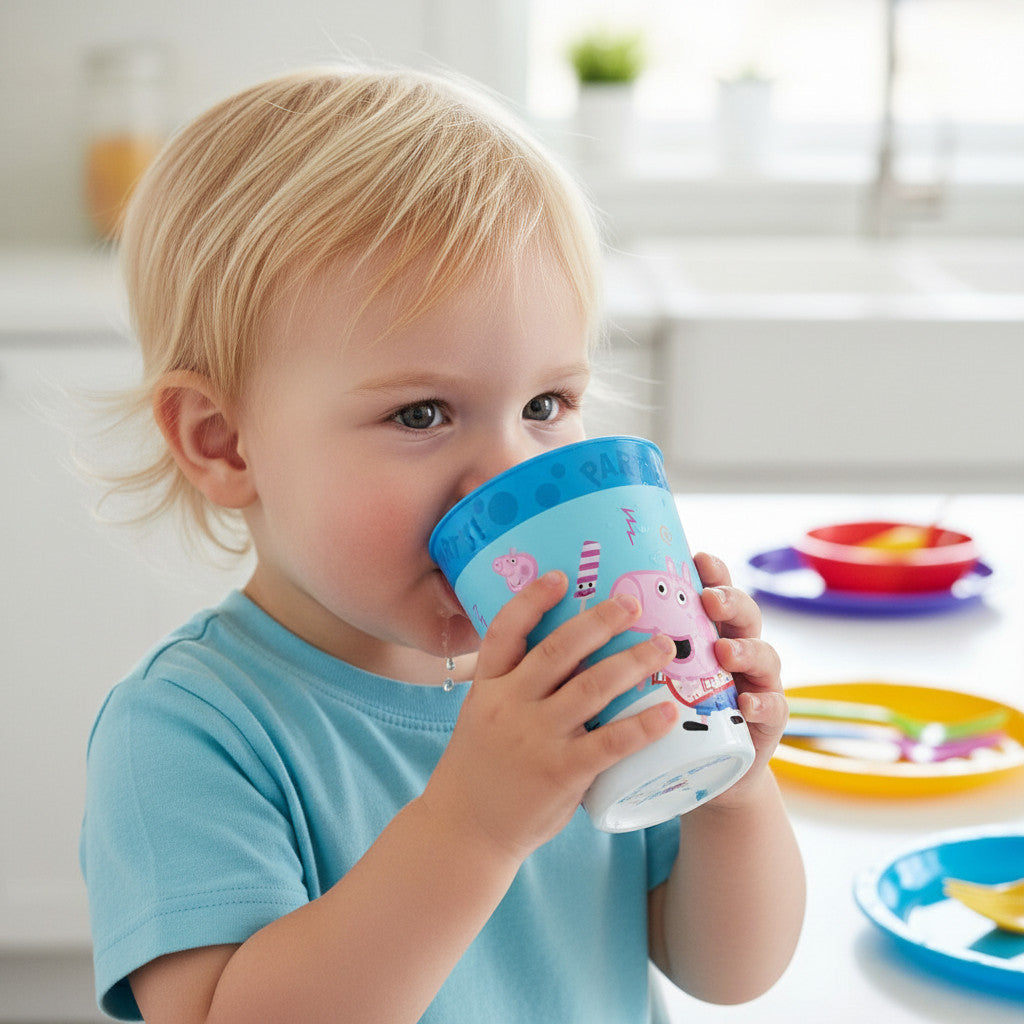 Set 2 Bicchieri per Bambini 260 ml in plastica Regalo per Bimbi e Neonati - Adatto per lavastoglie e microonde