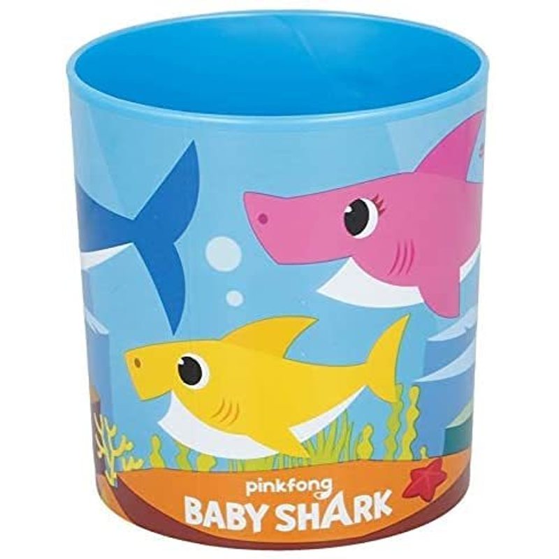 Tazza Bicchiere in plastica 350ml  Microonde con manico Bambini colazione BPA-free (Baby Shark)