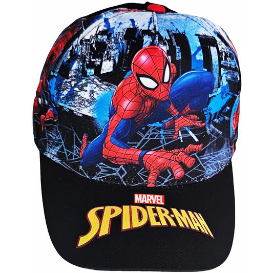 Cappello con Visiera da Ragazzo/Bambino Berretto da Baseball Regolabile Spiderman Nero