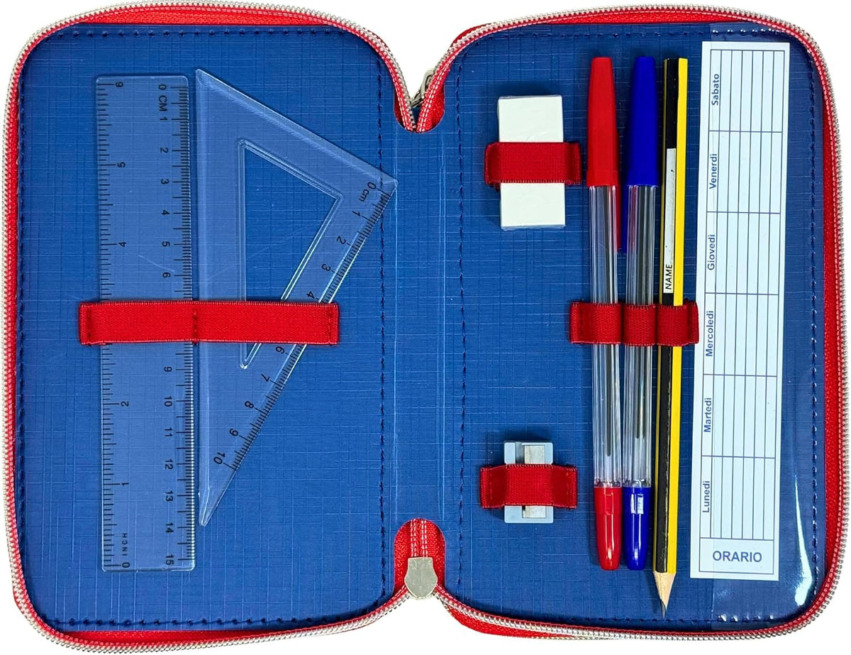 Portapenne Astuccio Triplo a scomparti Borsellino Scuola e Asilo per Bambini e Ragazzi 22x12cm BRAIN 4