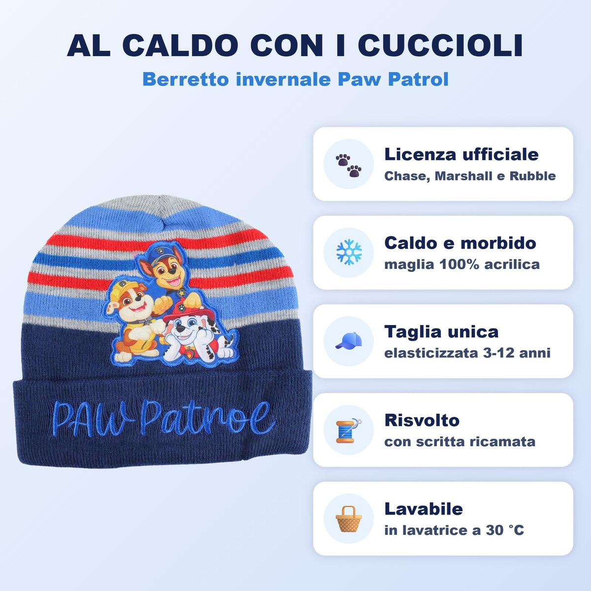 Cappello Invernale Paw Patrol Bambini Ragazzi Berretto Caldo Taglia Unica 2