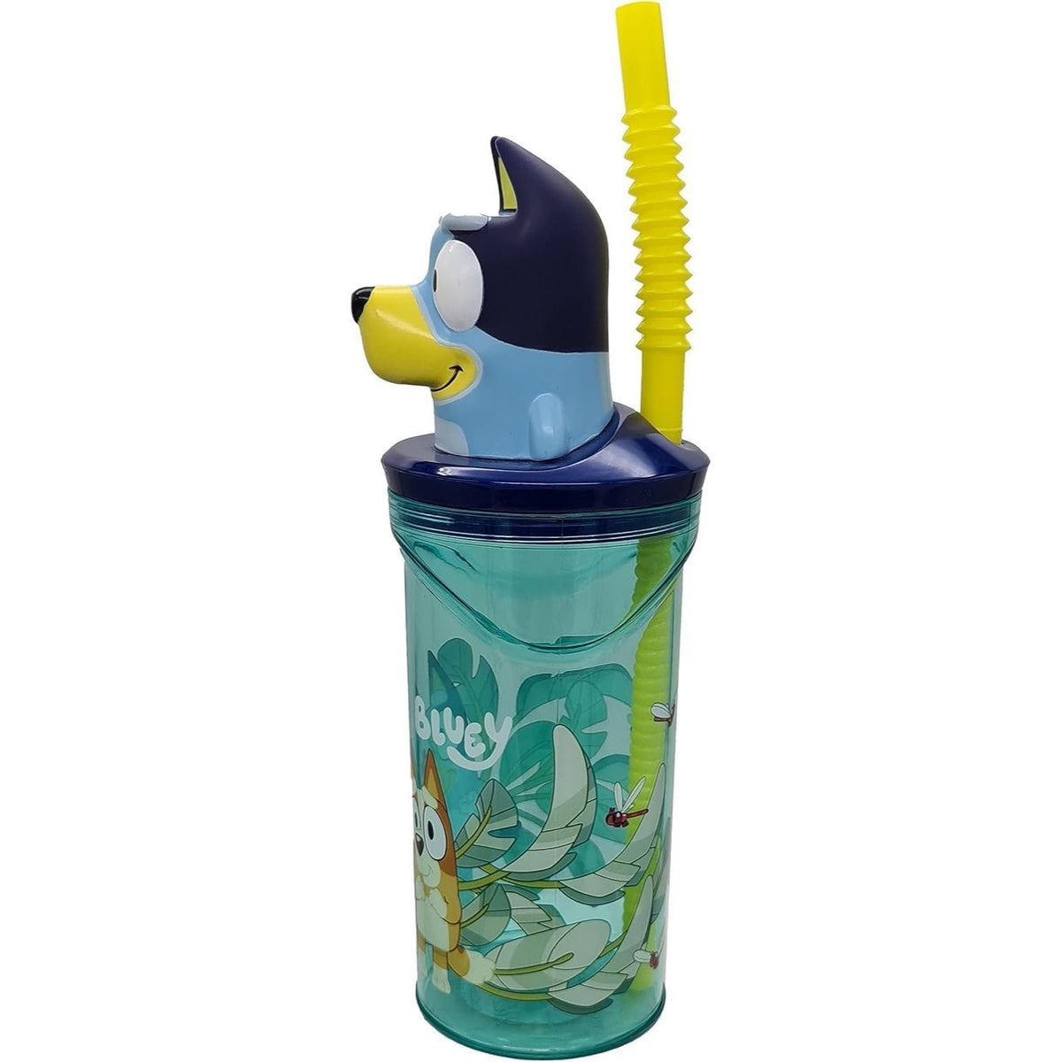 Bicchiere 360ml con Cannuccia e Personaggio 3D Borraccia per Bambini e Ragazzi