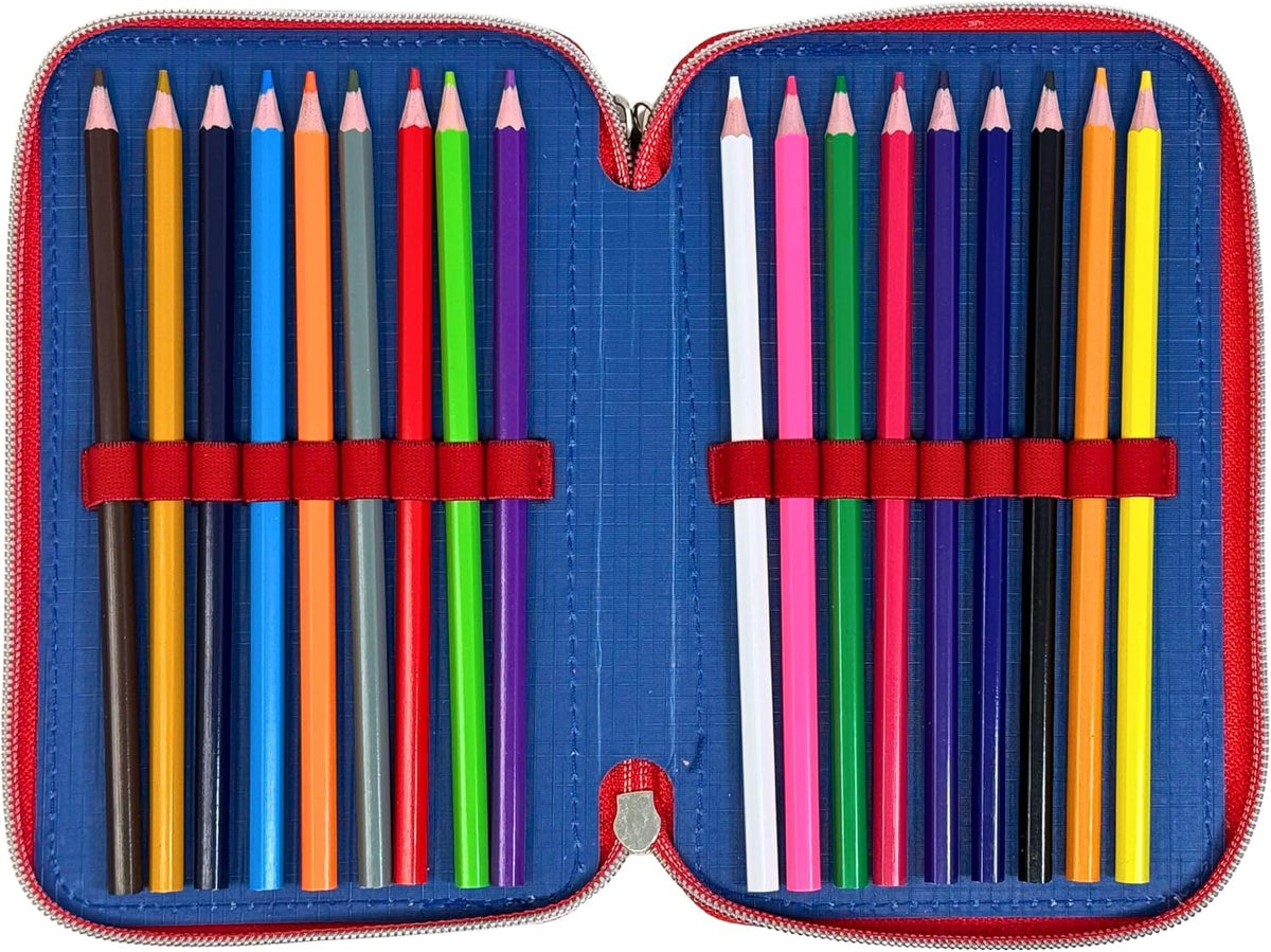 Portapenne Astuccio Triplo a scomparti Borsellino Scuola e Asilo per Bambini e Ragazzi 22x12cm BRAIN 5