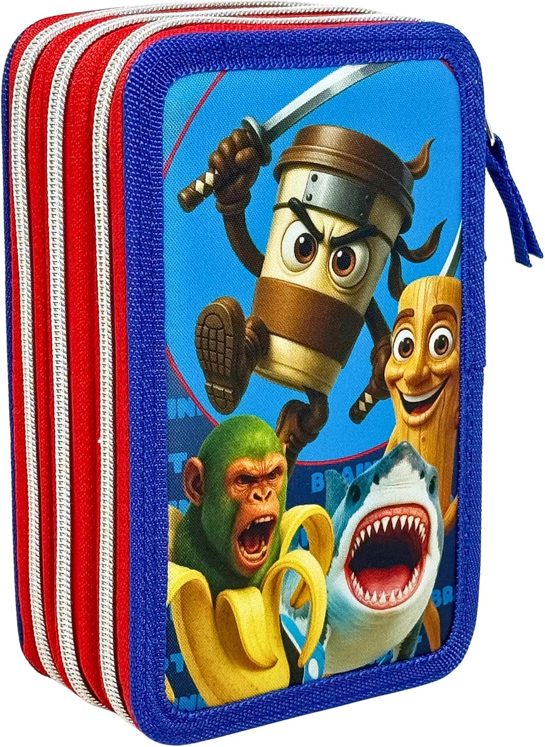 Portapenne Astuccio Triplo a scomparti Borsellino Scuola e Asilo per Bambini e Ragazzi 22x12cm BRAIN 7
