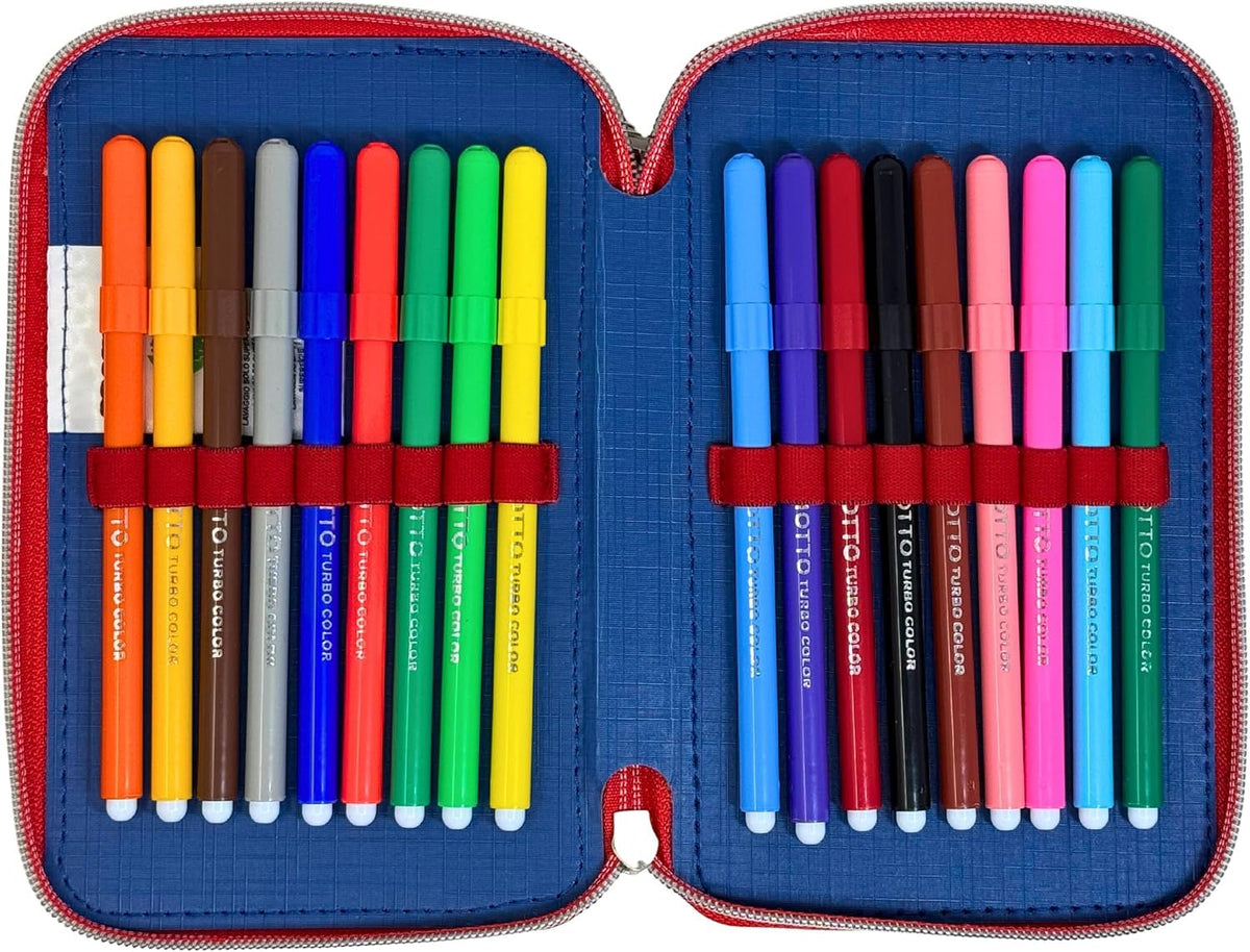 Portapenne Astuccio Triplo a scomparti Borsellino Scuola e Asilo per Bambini e Ragazzi 22x12cm BRAIN 3