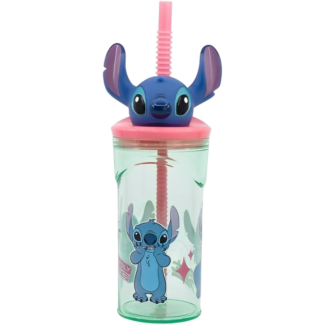 Bicchiere 360ml con Cannuccia e Personaggio 3D Bambini BPA Free - Stitch