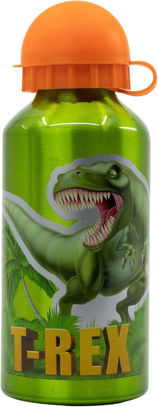 DINOSAURI - Borraccia ufficiale Scuola Bottiglia Sport in lega di Alluminio per Bambini e Ragazzi 400ml con beccuccio retraibile DINOSAURO T-REX
