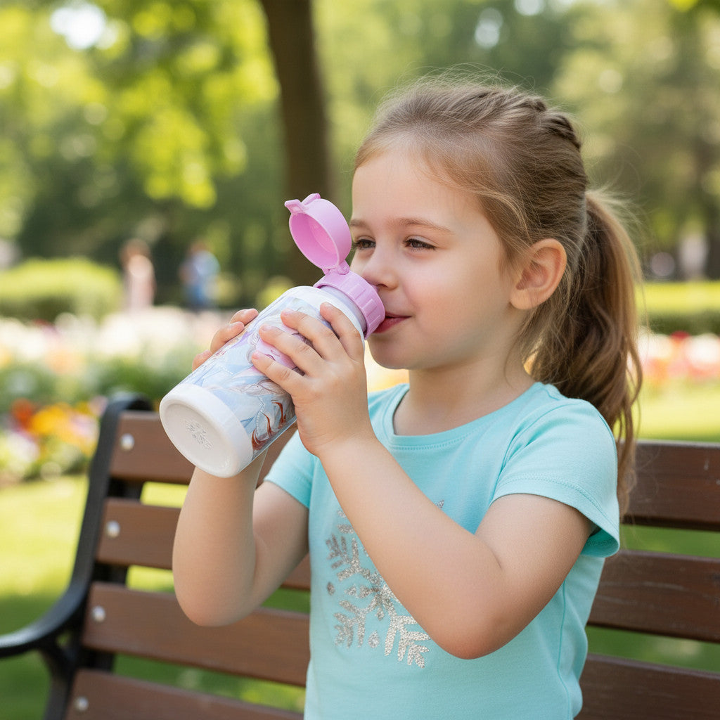 Borraccia Scuola Bottiglia Sport in Alluminio Bambini 400ml con Beccuccio Retraibile (Frozen)
