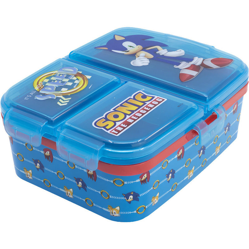 SONIC - Porta Merenda Scuola 3 Scomparti Lunch Box Pranzo Bambini 20x17 cm
