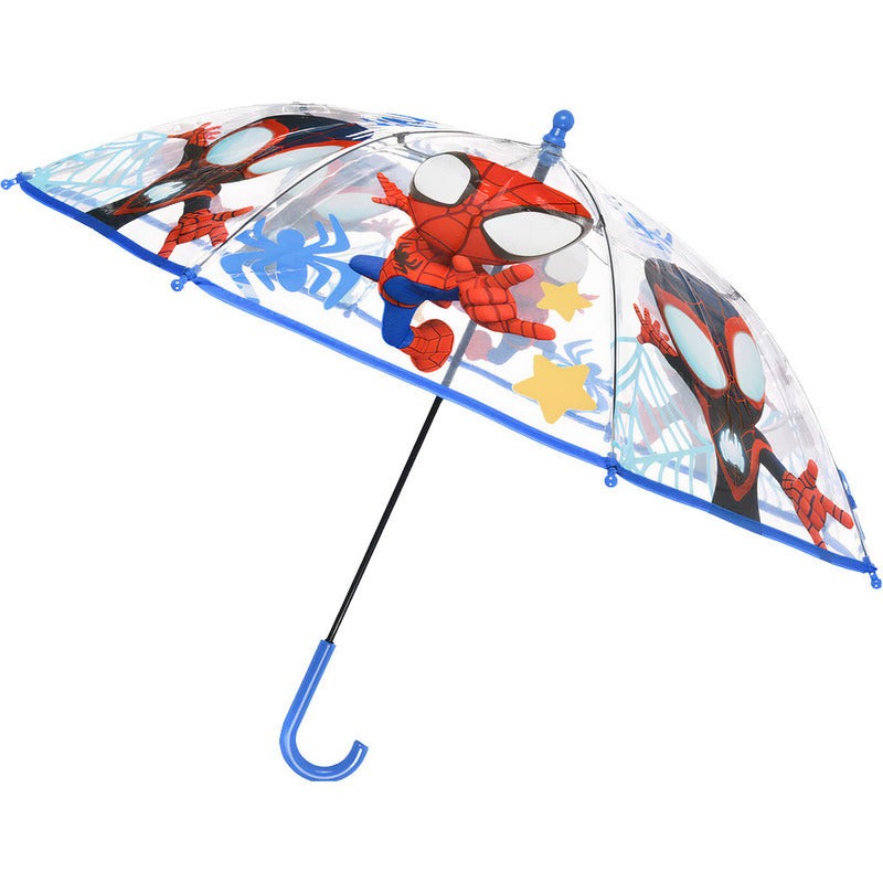 Spidey - Ombrello da Pioggia Trasparente a Campana per Bambini Spider