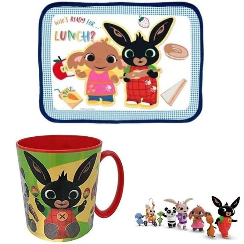 Set Merenda Colazione 2 Pezzi con Tovaglietta Ripiegabile Morbida Sottopiatto Pieghevole e Tazza Bicchiere 350ml  Microo