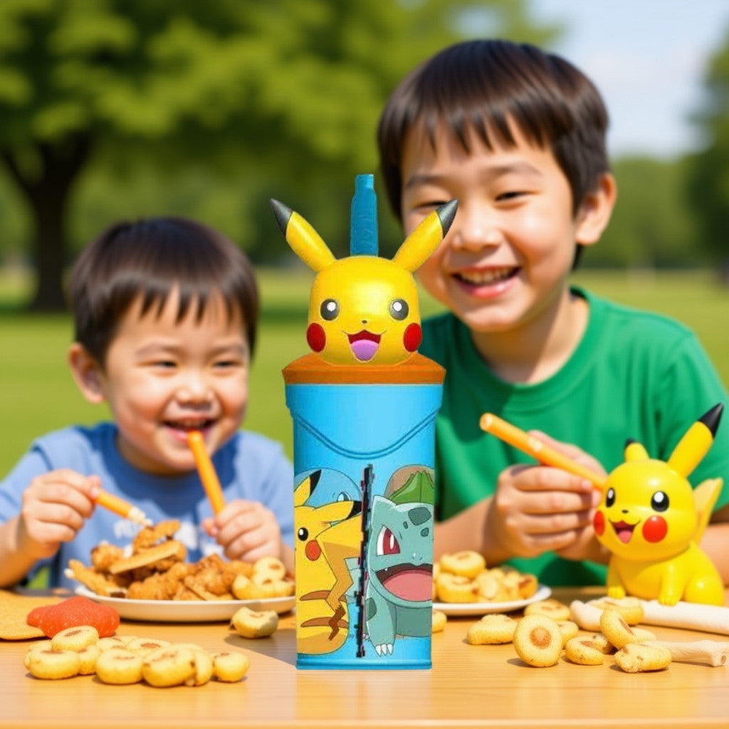 Bicchiere 360ml con Cannuccia e Personaggio 3D Bambini BPA Free - POKEMON