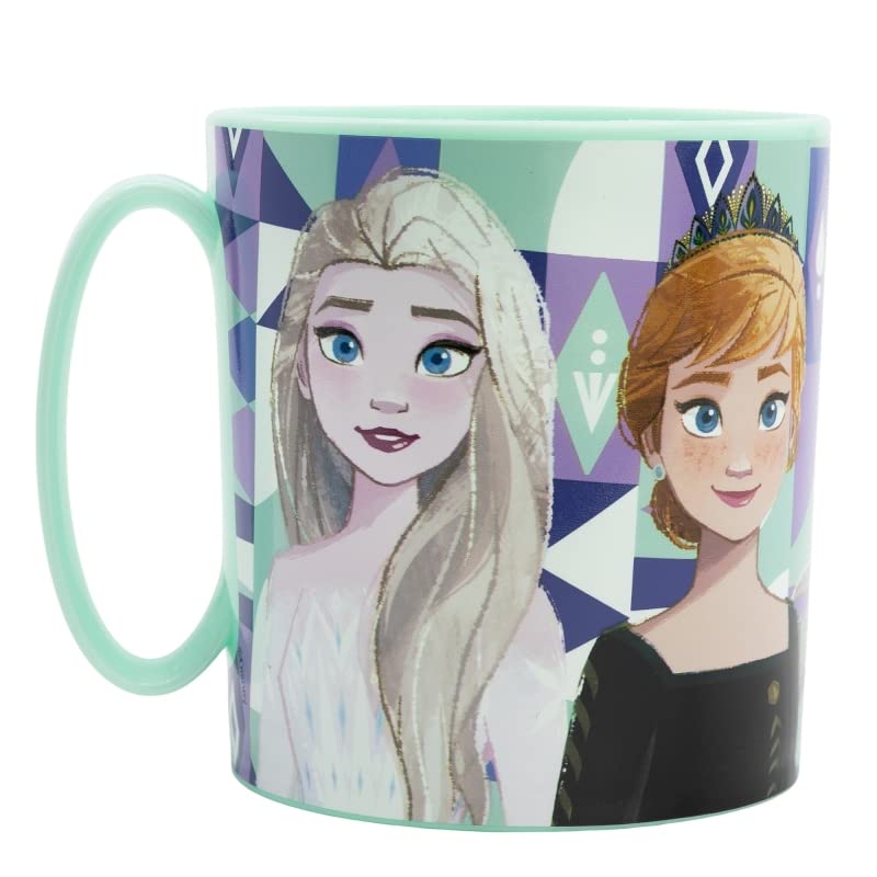Tazza Bicchiere in plastica 350ml per Microonde con manico Bambini colazione (Elsa)