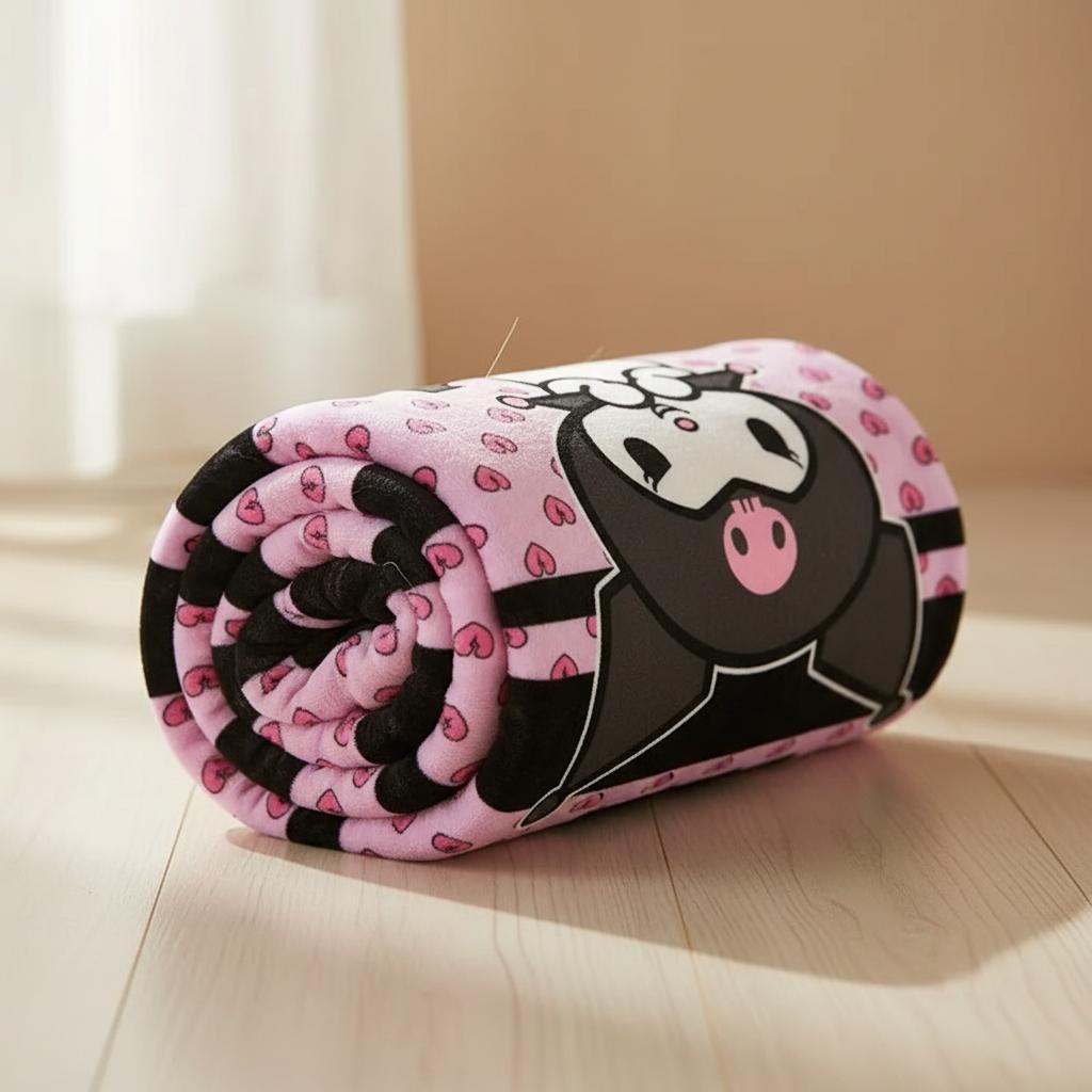 Coperta Ufficiale Plaid Morbida e Calda 100x140cm per Bambini Pile con stampa Idea Regalo KUROMI