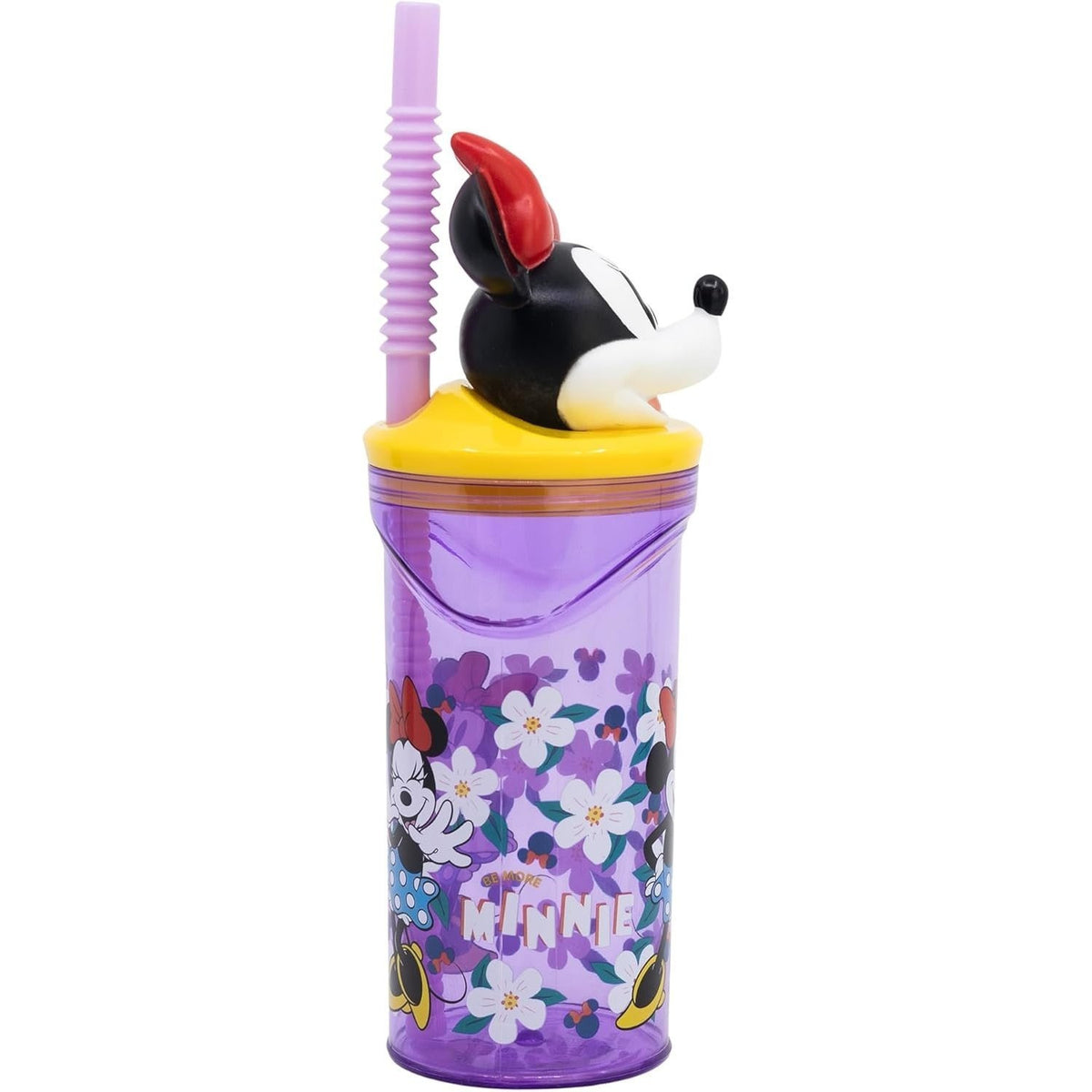Bicchiere 360ml con Cannuccia e Personaggio 3D Borraccia per Bambini e Ragazzi - TOPOLINA