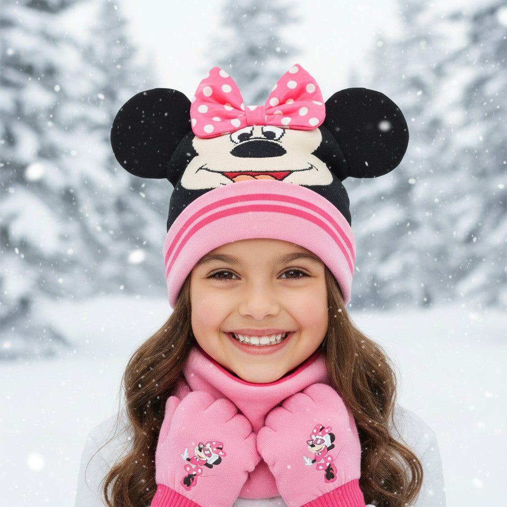 Set 3 Pezzi Minnie Mouse Cappello Scaldacollo Guanti Bambini Taglia Unica 4
