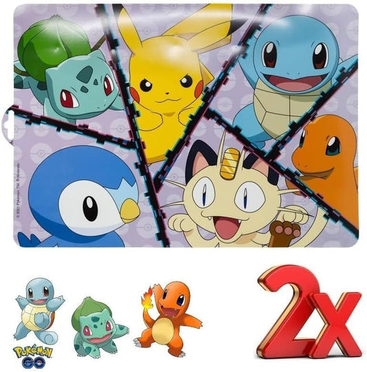POKEMON - 2 pezzi Tovaglietta Ufficiale Americana Plastificata Sottopiatto per colazione e pranzo Bambini Scuola