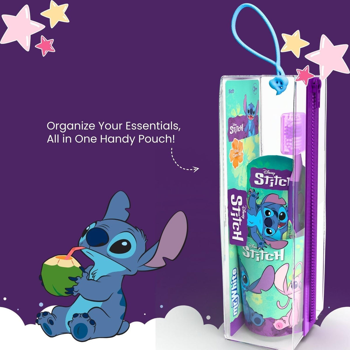Pochette Astuccio SET 3 pezzi con Bicchiere, Spazzolino e Dentifricio da ML 75 - Idea Regalo - Igiene orale per Bambini