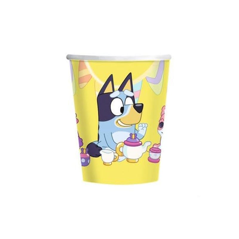 BLUEY - Kit Festa 8 Persone Set Tavola Addobbi Party Compleanno con 8 Piatti, 8 Bicchieri e tovaglioli