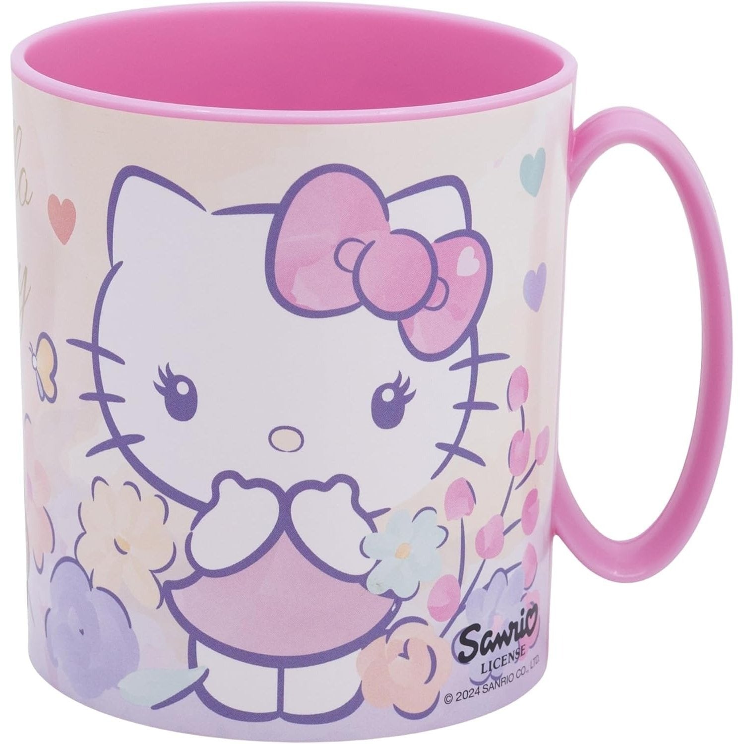 Tazza Bicchiere in plastica 350ml per Microonde con manico Bambini colazione HELLO