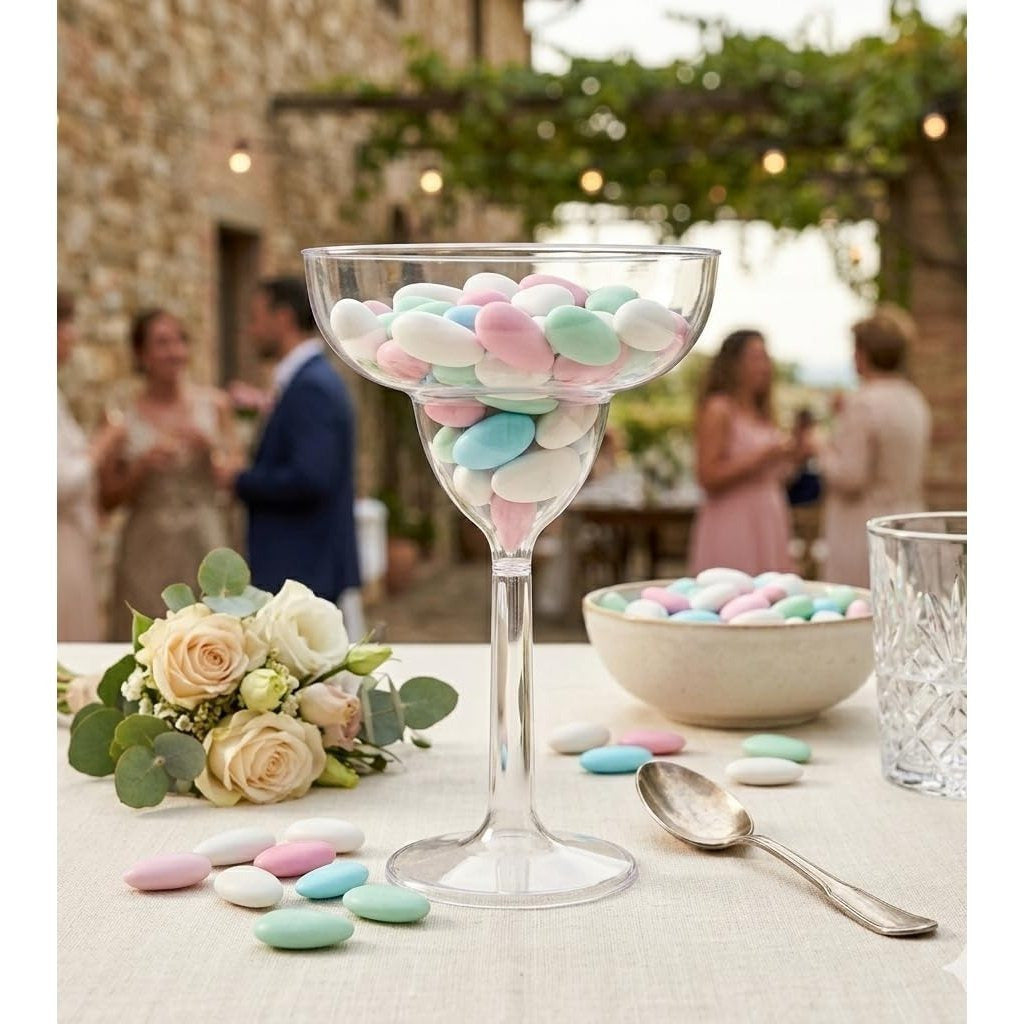 Portaconfetti Coppa trasparente con gambo corto per confetti in plastica per eventi