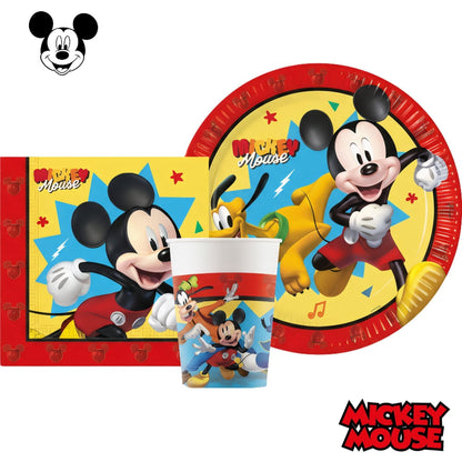 Kit Festa 8 Persone Set Tavola Addobbi Party Compleanno con 8 Piatti, 8 Bicchieri e tovaglioli - TOPOLINO