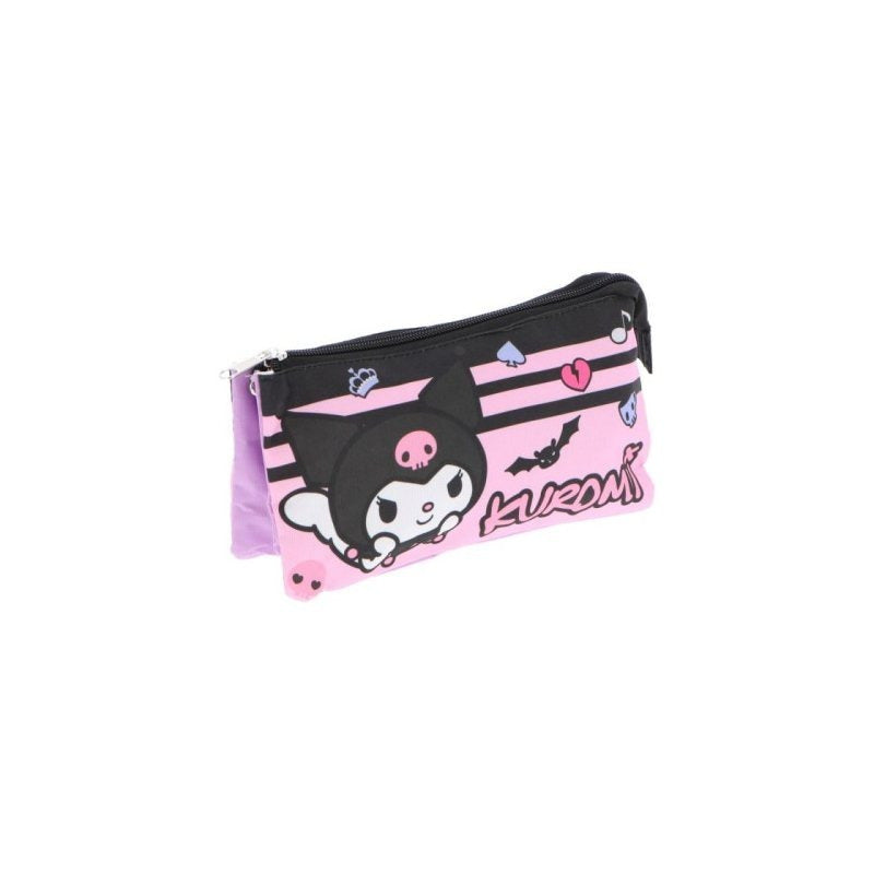 Portapenne Astuccio Triplo Borsellino Scuola e Asilo per Bambini e Ragazzi 22x12cm KUROMI