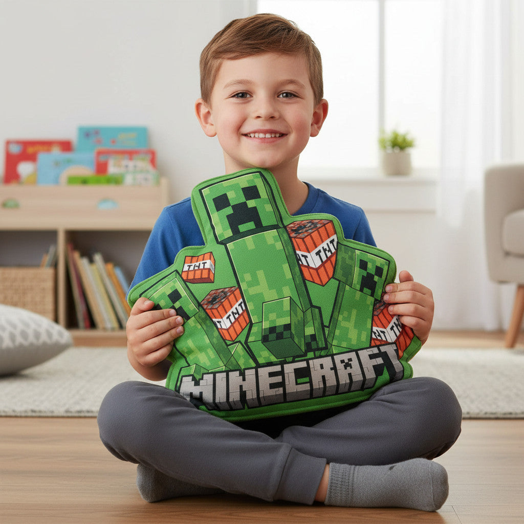 MINECRAFT - Cuscino 3D Shaped Sagomato Bambini in Poliestere con la Forma sagoma personaggio