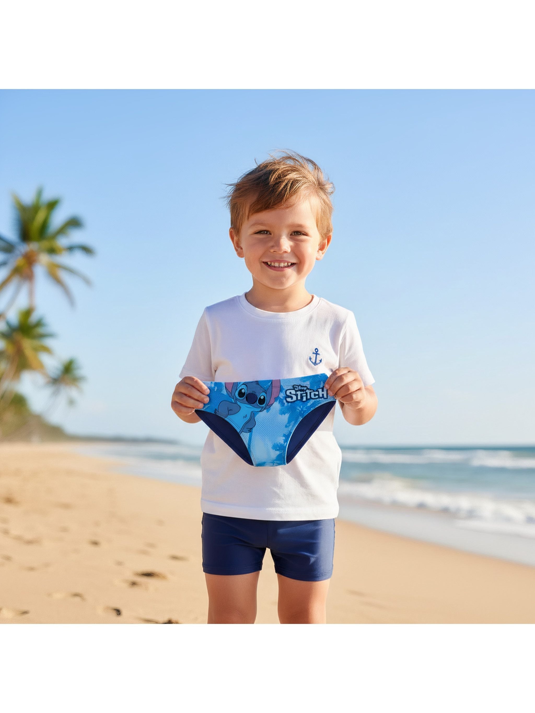 Costume da Bagno Mutandina Slip per Bambini e Ragazzi Boxer Parigamba per Mare e Piscina 3-4 Anni STITCH Blu