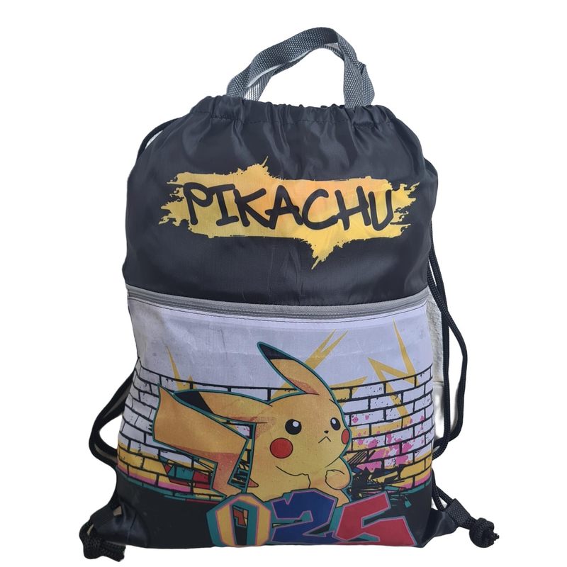 Sacca Sportiva con manici e tasca  Bambino, Borsa Coulisse Zaino  Asilo, Palestra, Piscina, Viaggio, Portascarpe ( POKEM