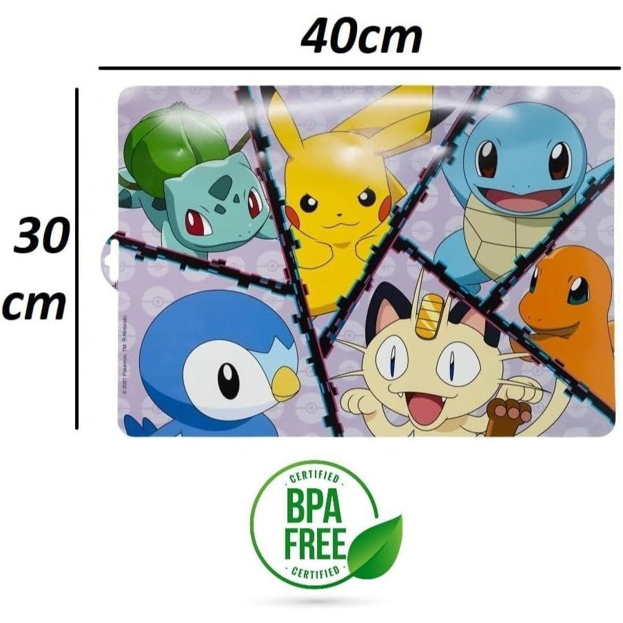 POKEMON - 2 pezzi Tovaglietta Ufficiale Americana Plastificata Sottopiatto per colazione e pranzo Bambini Scuola