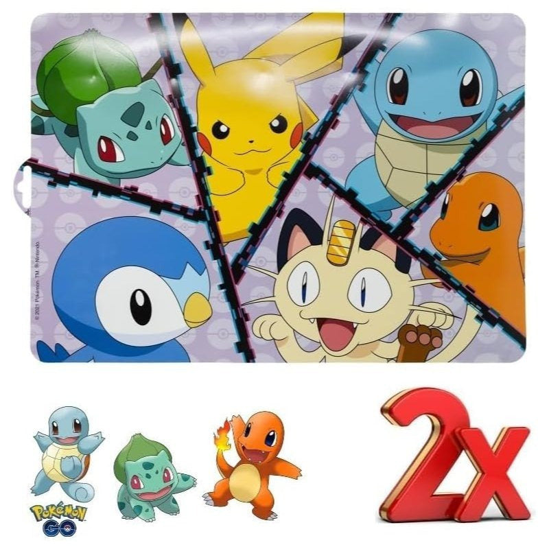 POKEMON - 2 pezzi Tovaglietta Ufficiale Americana Plastificata Sottopiatto per colazione e pranzo Bambini Scuola