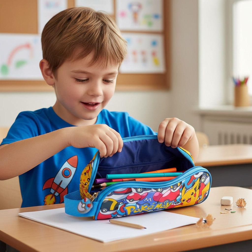 Portapenne Astuccio Doppio scomparto Borsellino Scuola e Asilo per Bambini 22x9x8 cm