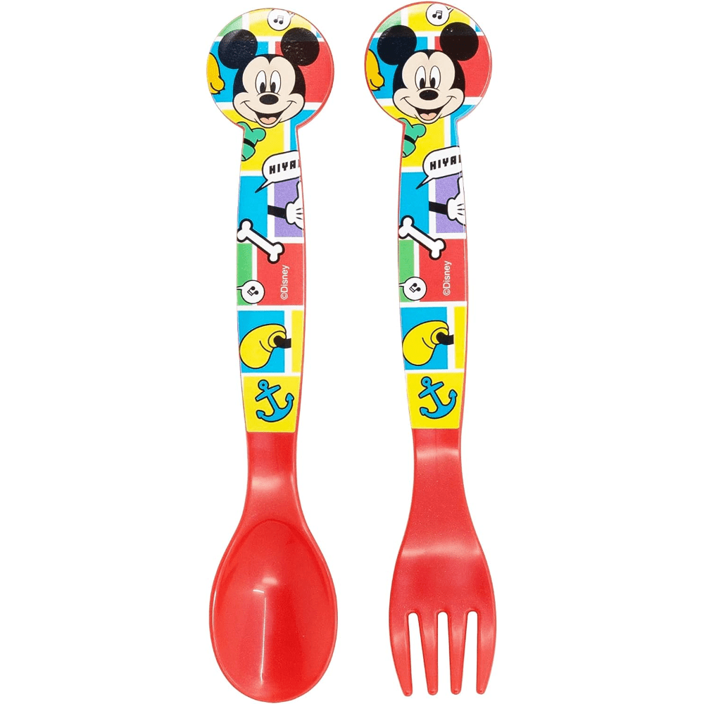 Set di stoviglie riutilizzabile per bambini bicolore – Set composto da 5 pezzi: Piatto, ciotola, bicchieri e posate per bambini e bebé - TOPOLINO