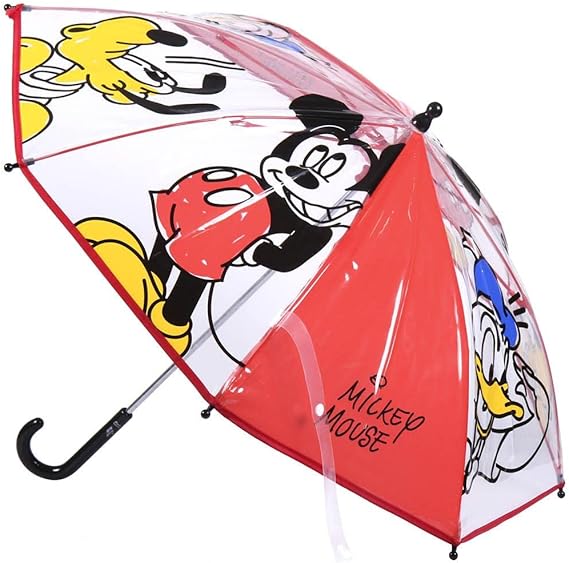 Ombrello da Pioggia Trasparente e Multicolore unisex a campana per bambini MICKEY MOUSE