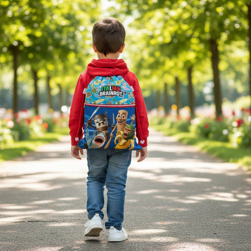 Sacca Sportiva per Bambino, Borsa Zaino per Asilo, Palestra, Piscina, Viaggio, Portascarpe