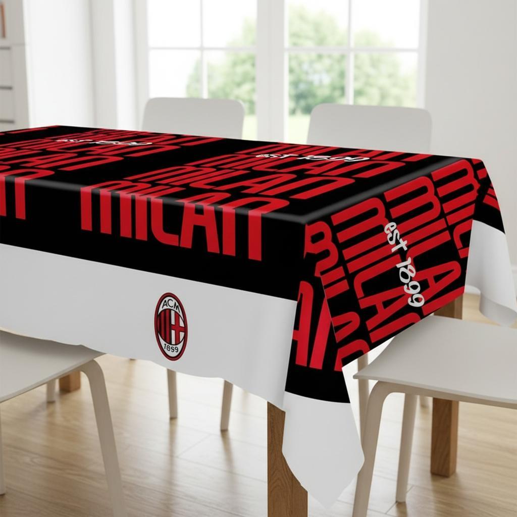 Tovaglia Calcio Tifoso decorazione per compleanno dei bambini e feste a tema, Rettangolare, 120 cm x 180 cm, lavabile - MILAN