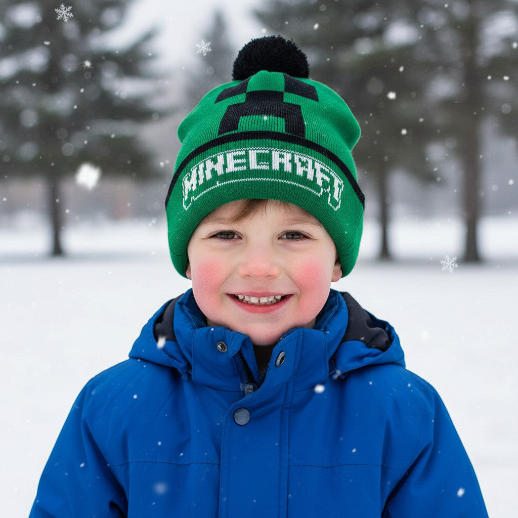 Berretto Invernale Minecraft Bambini con Pon Pon Taglia Unica 8