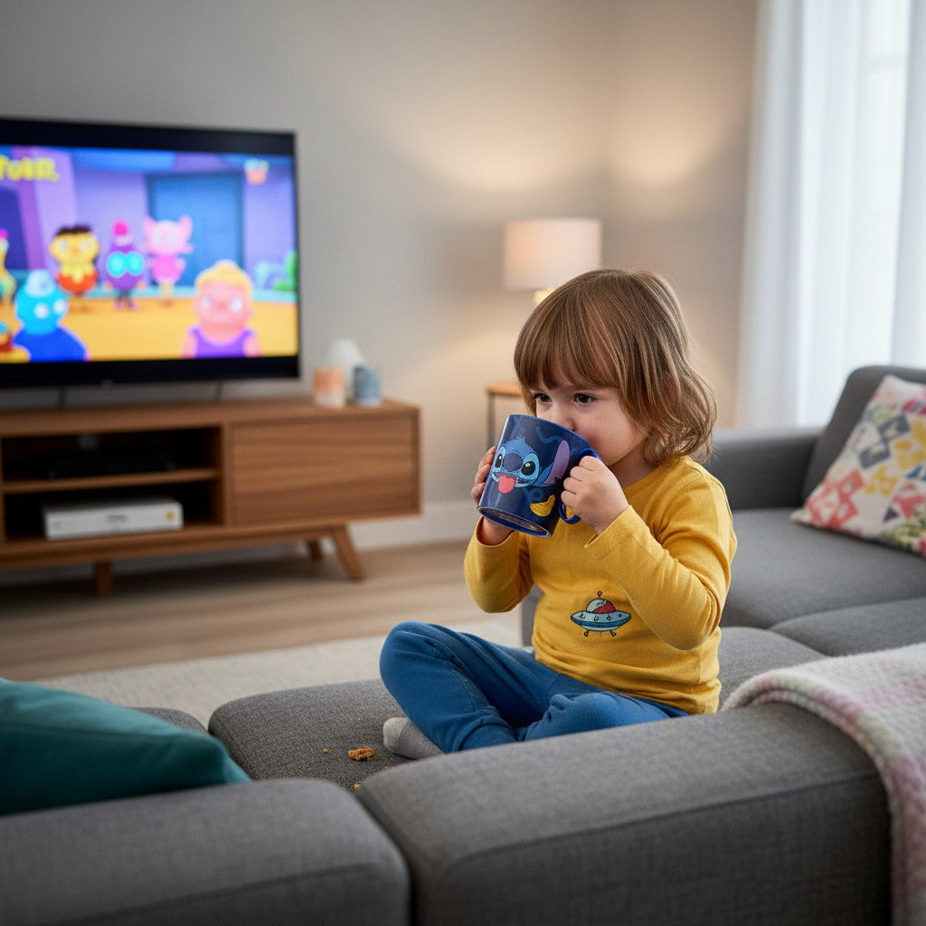 Tazza Bicchiere in plastica 350ml  Microonde con manico Bambini colazione BPA-free (Lilo & Stitch)