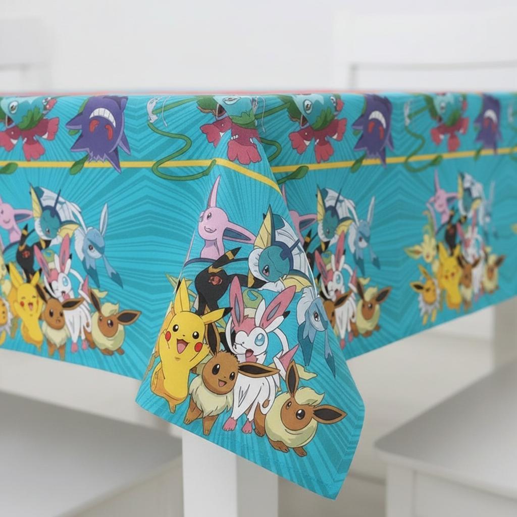 POKEMON - Tovaglia decorazione per compleanno dei bambini e feste a tema, Rettangolare, 120 cm x 180 cm, lavabile