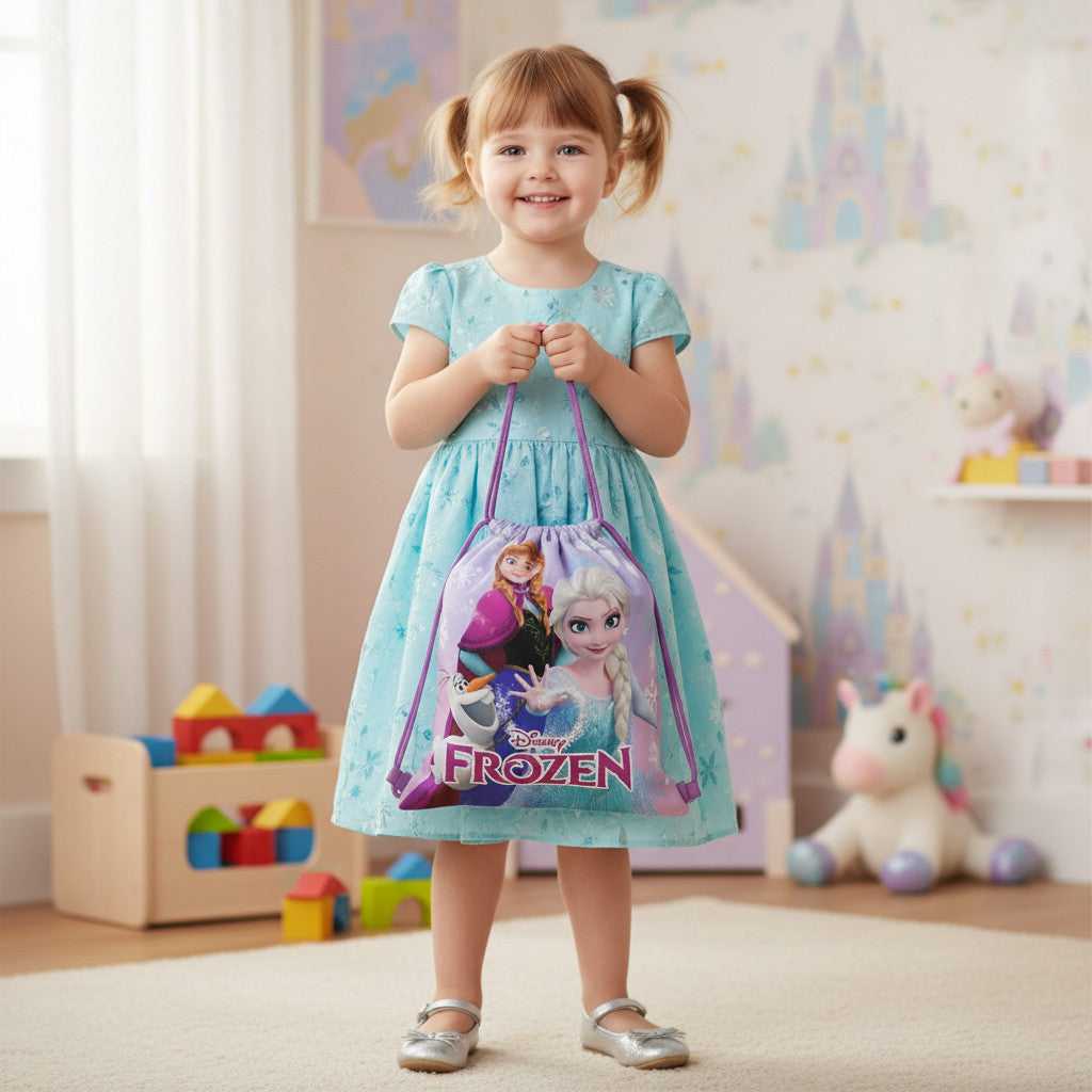 Sacca Sportiva con manici per Bambina, Borsa Coulisse Zaino per Asilo, Palestra, Piscina, Viaggio, Portascarpe