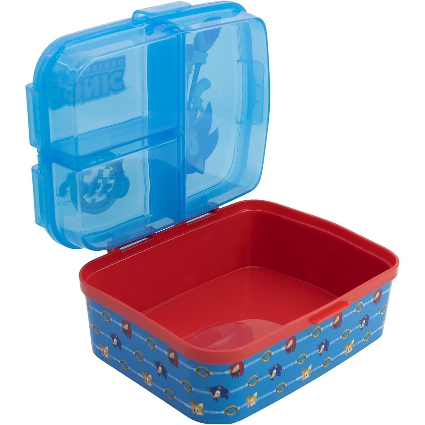 SONIC - Porta Merenda Scuola con 3 scomparti Portamerenda in Plastica Bambini Pranzo Launch Box - BPA Free